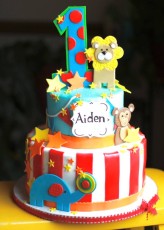 Colorful circus party cake